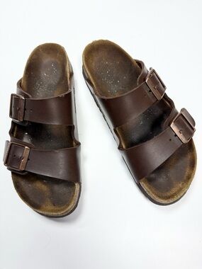 BIRKENSTOCK Arizona Brown Leather Double Strap Leather Sandals S-528 36 EU